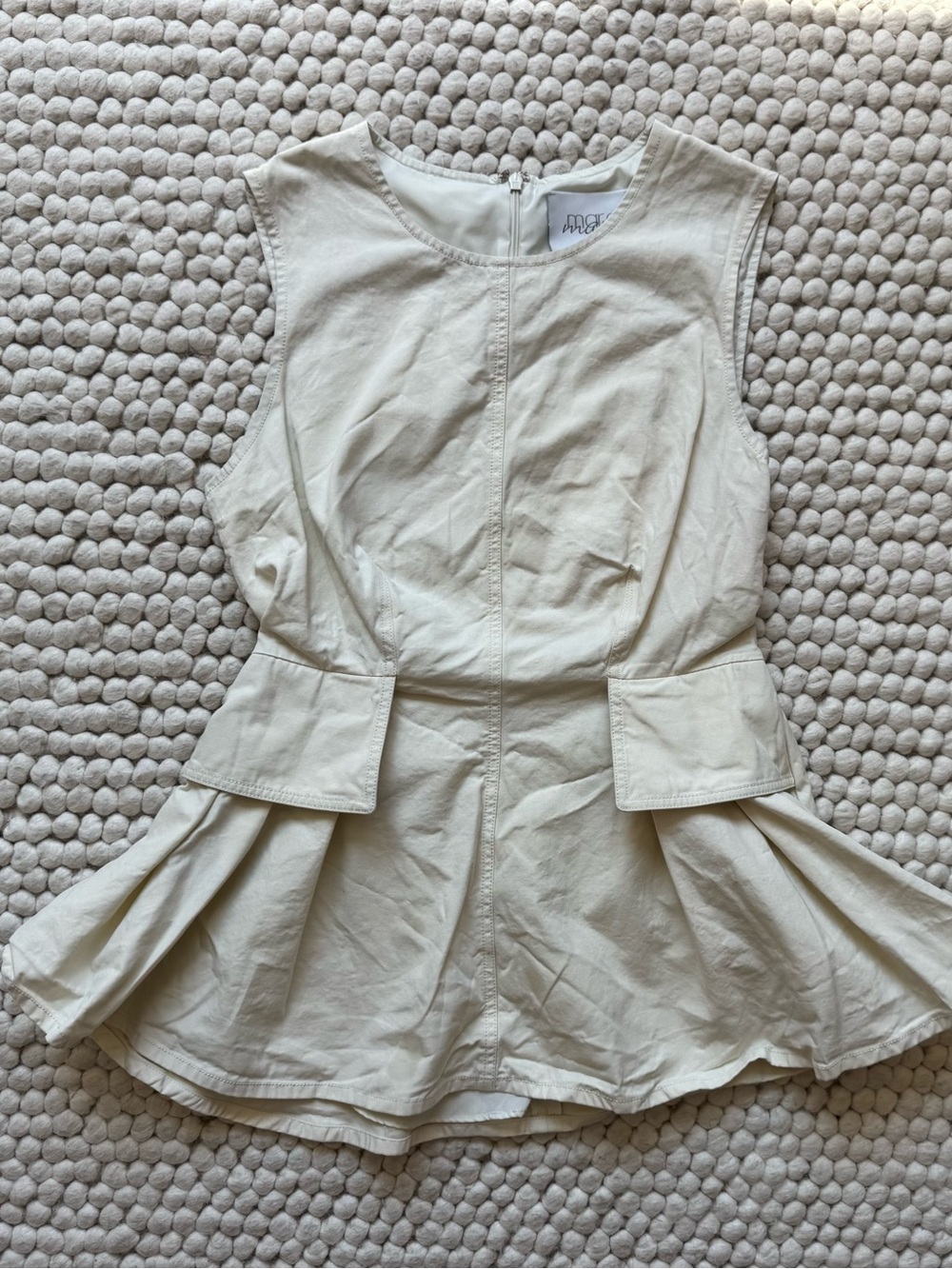 Anthropologie Mare Mare Cream Peplum Waist-Tab Sleeveless Top